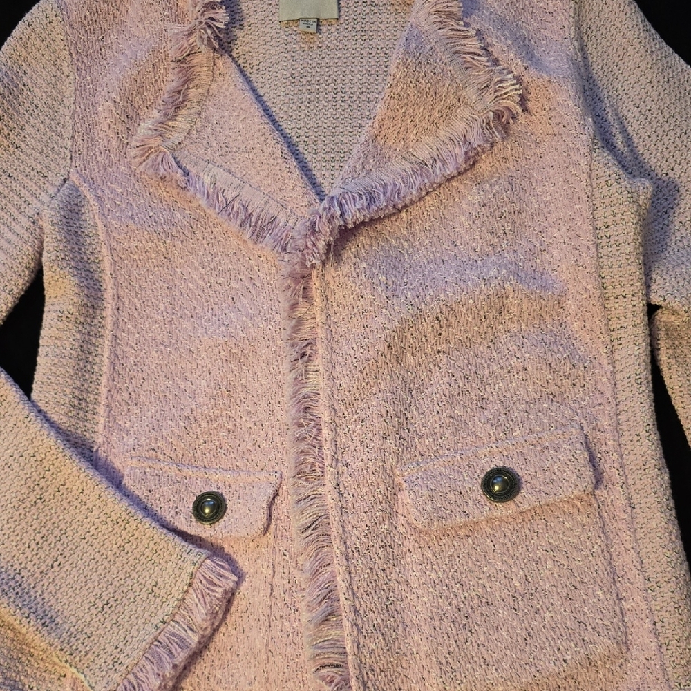 NIC+ZOE Light Pink Fringe Blazer